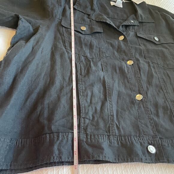 NWT Jones & Co Women's Black 100% Linen Button Up Jacket 3X Plus Size Pockets - Picture 12 of 12